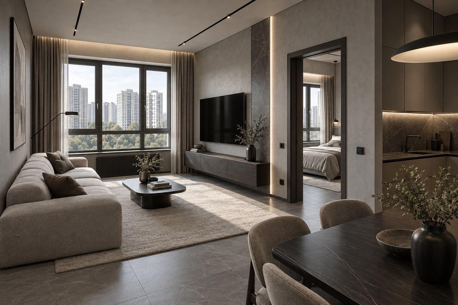 Иллюстрация интерьера: Новостройка в бетоне · 60 м²