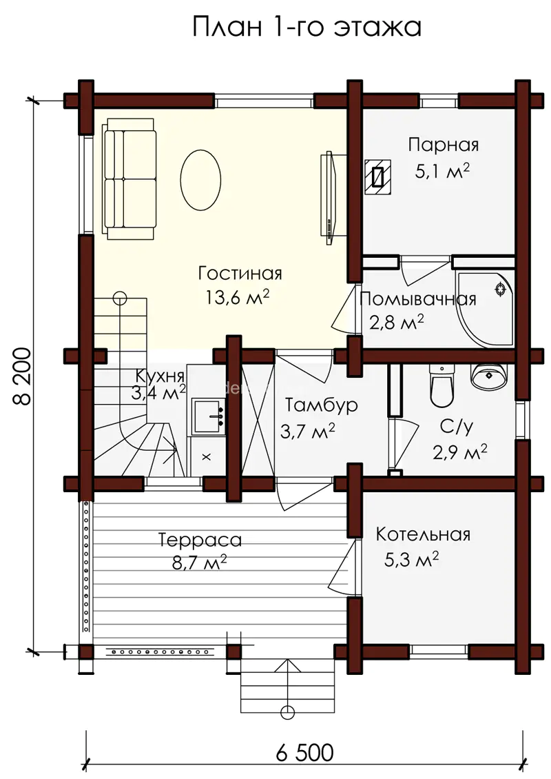 Планировка проекта «Баня Клименко» — изображение 1